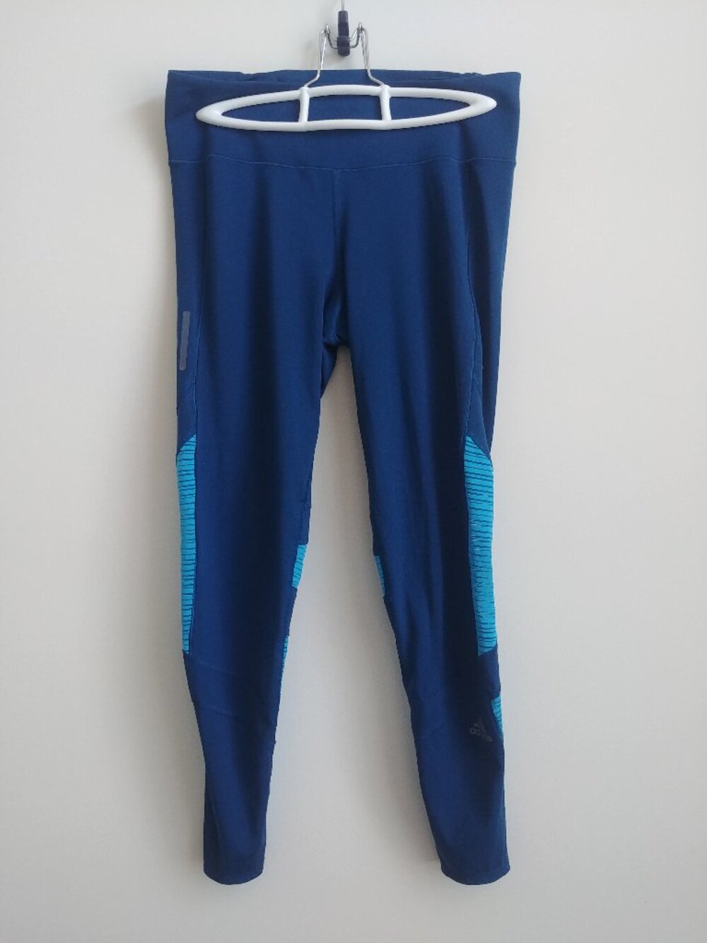 Adidas Women's Small running ClimaCool cropped blue leggings semi sheer panels